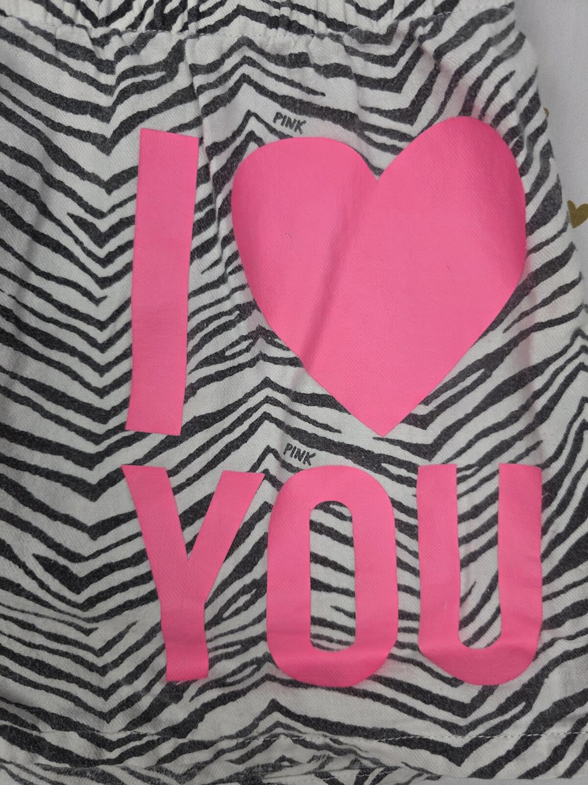 Victorias Secret PINK VINTAGE Zebra LOVE Heart Y2K Sleep Shorts PJ Bottoms MED