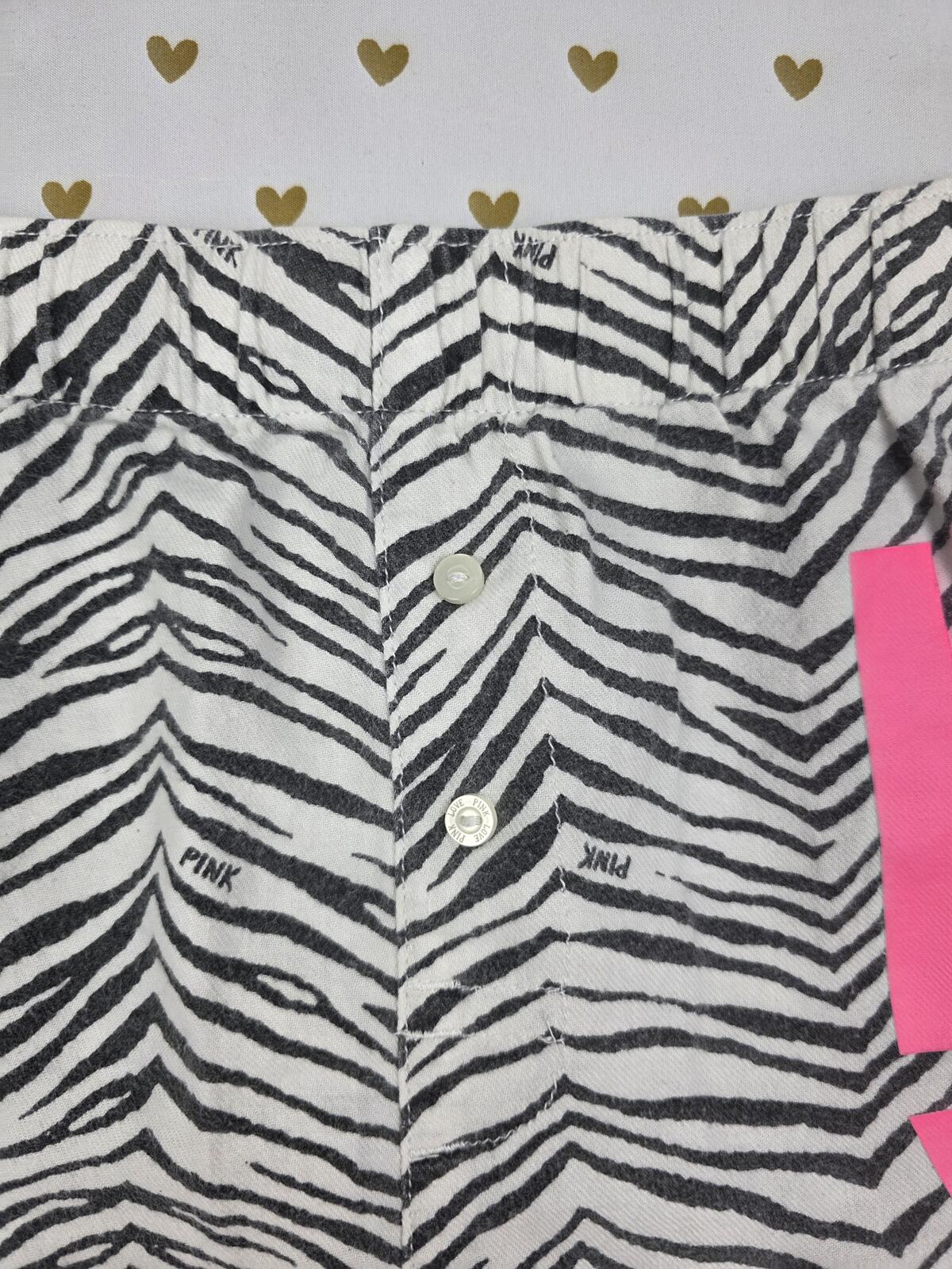 Victorias Secret PINK VINTAGE Zebra LOVE Heart Y2K Sleep Shorts PJ Bottoms MED
