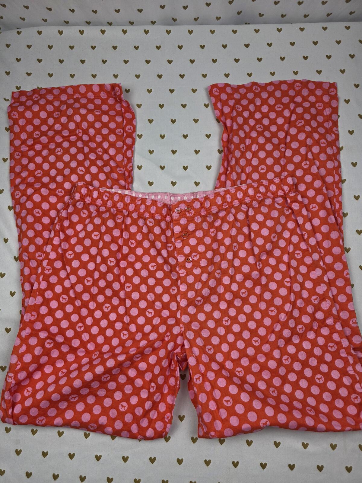 Victorias Secret PINK Cotton Lounge Pants Logo Butt VINTAGE Polka Dot PJ MEDIUM