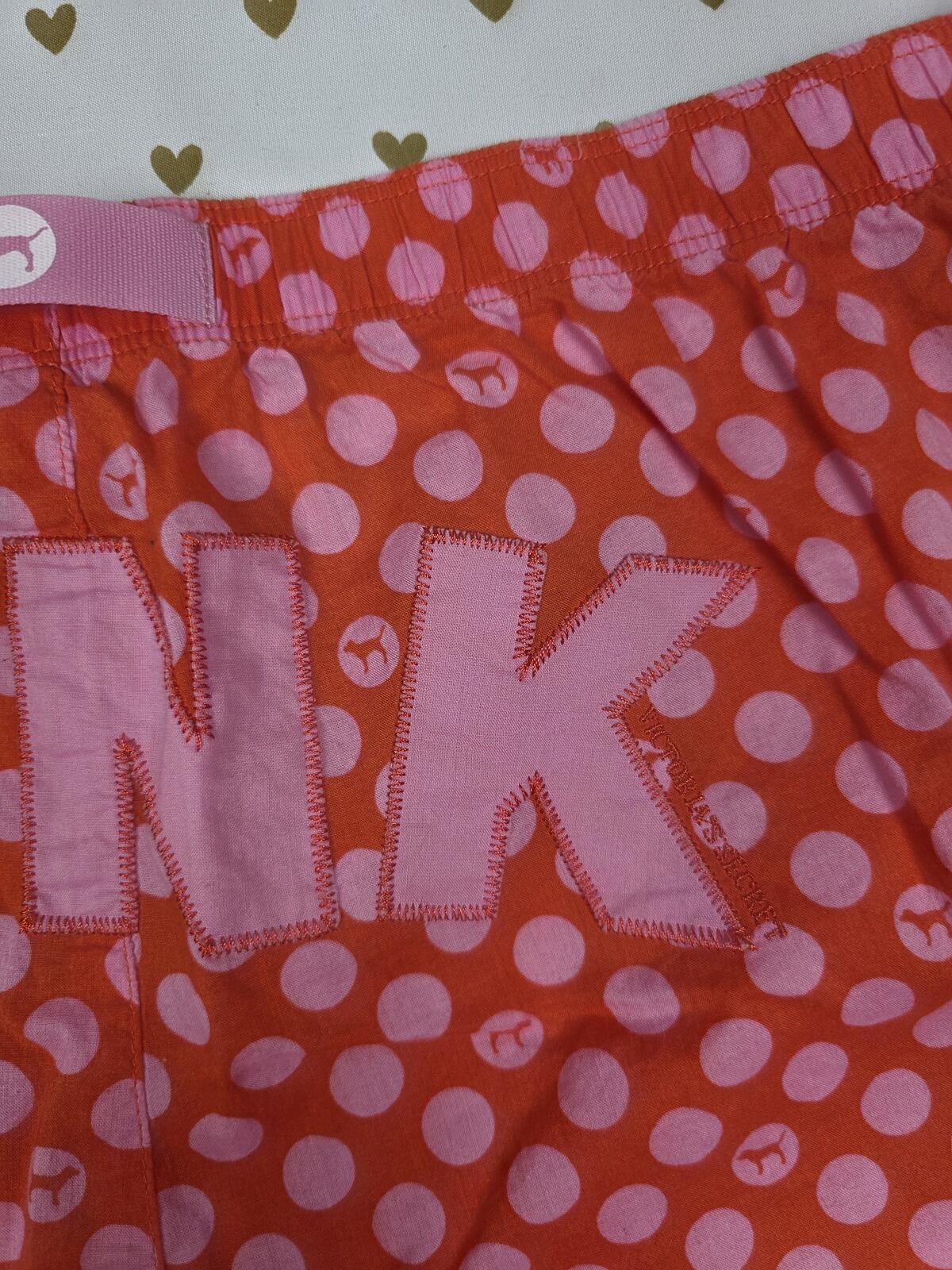 Victorias Secret PINK Cotton Lounge Pants Logo Butt VINTAGE Polka Dot PJ MEDIUM