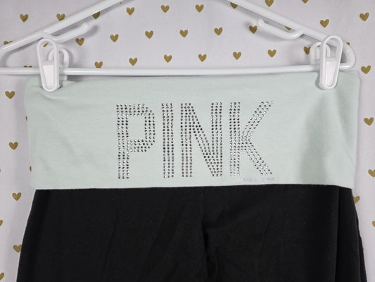 Victorias Secret PINK Bling Studded FLARE Yoga Pants FOLDOVER Medium Y2k