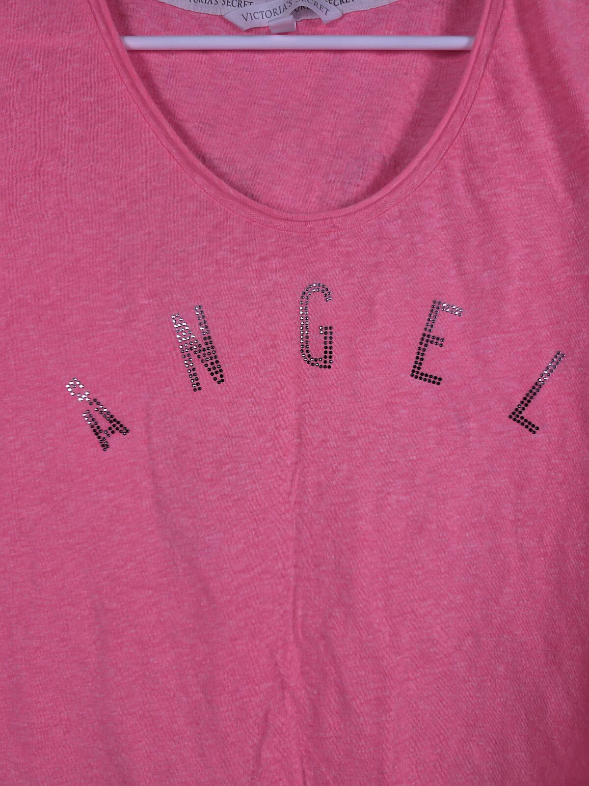 Victorias Secret ANGELS Small BLING WINGS Studded Tee Shirt Neon SMALL