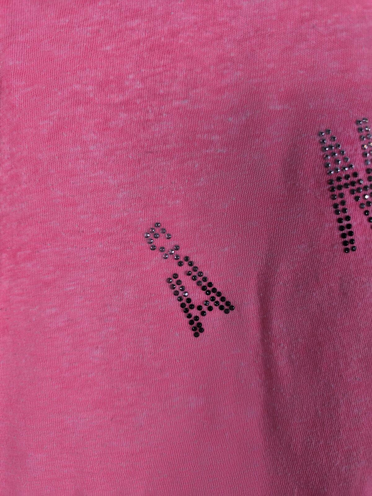 Victorias Secret ANGELS Small BLING WINGS Studded Tee Shirt Neon SMALL