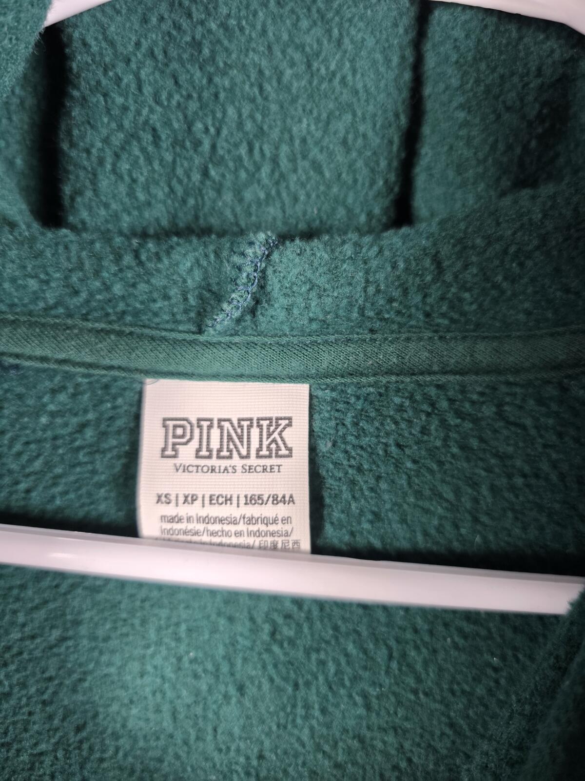 Victorias Secret Pink GREEN Logo Hoodie SWEATER DRESS Long Oversized XS