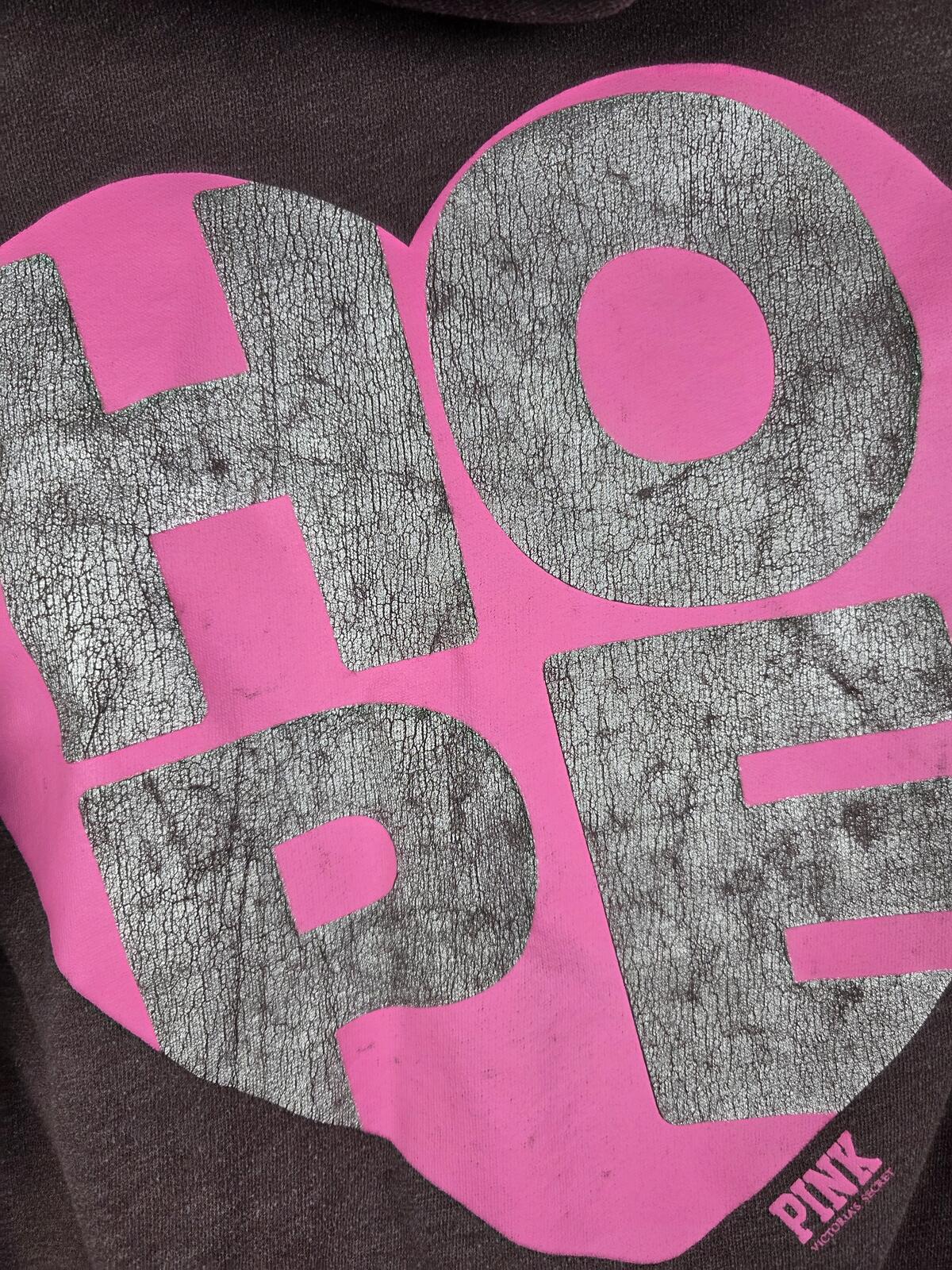 Victorias Secret Pink VINTAGE Brown Y2k HOPE Heart Full Zip Hoodie Jacket LARGE