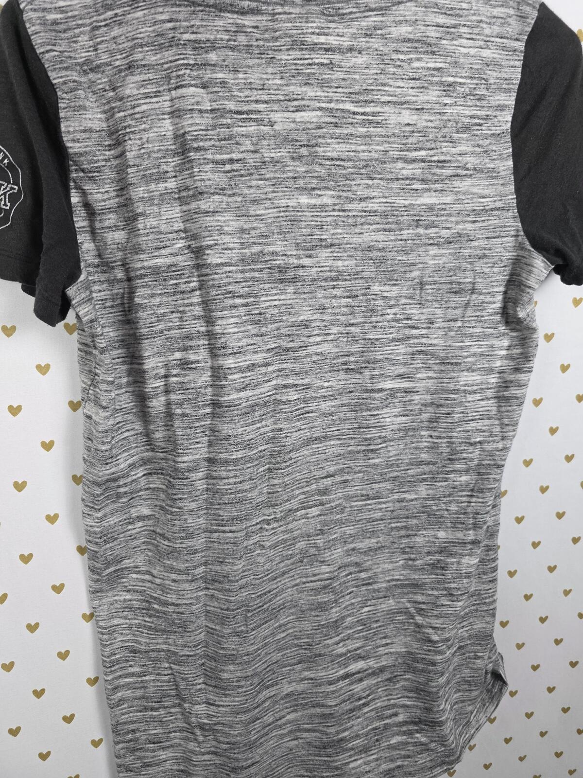 Victorias Secret PINK Colorblock Grey BLING Logo Tee Shirt XS