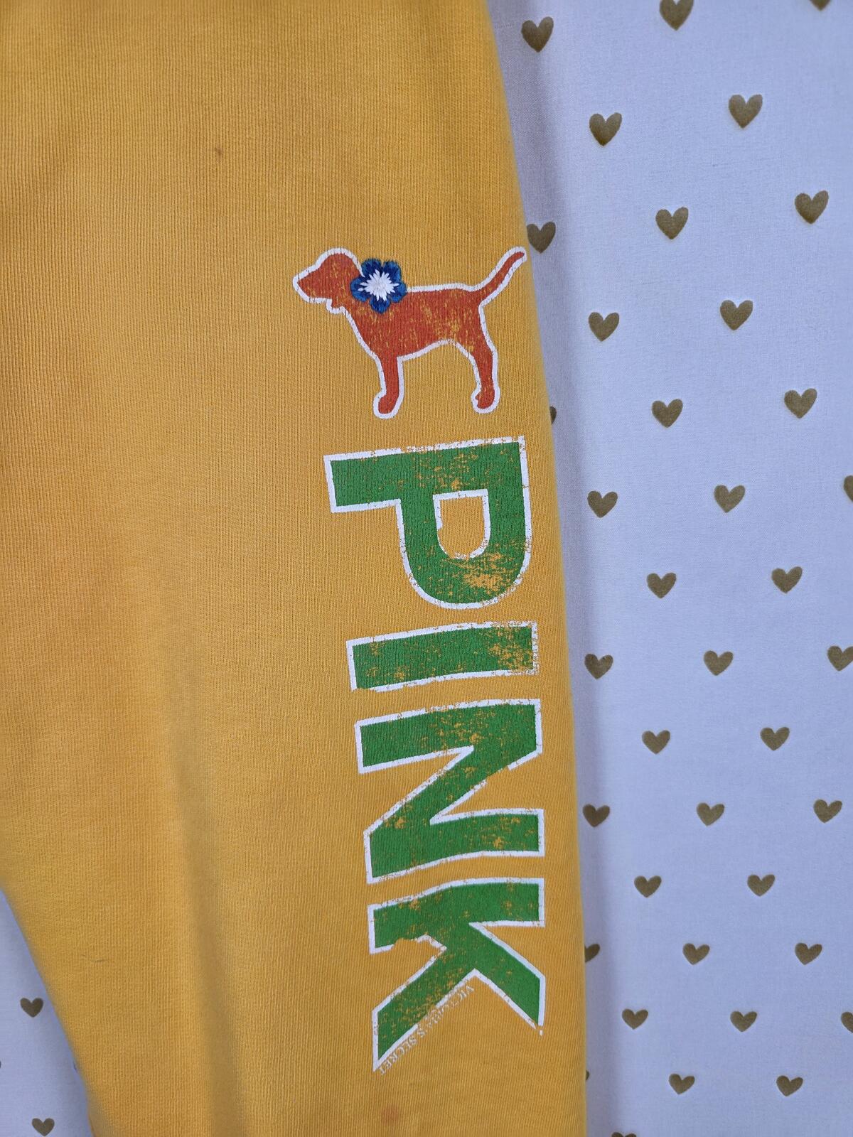 Victorias Secret PINK VINTAGE Embroidered Joggers Sweats Y2K Yellow XS