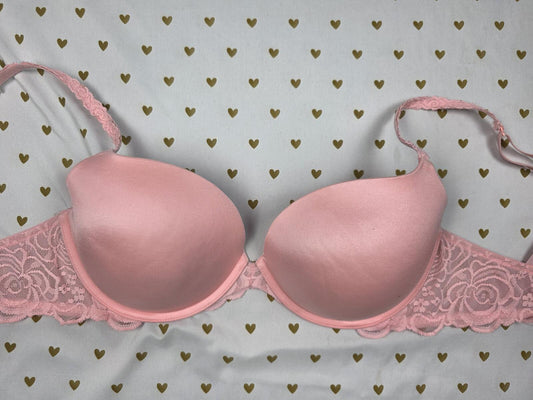 Victorias Secret PINK Push UP Lace Lined Bra 36DD satin