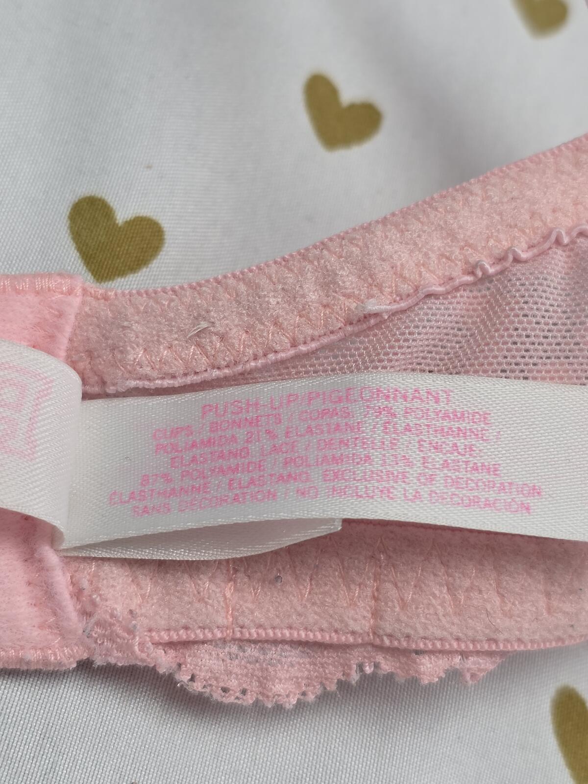 Victorias Secret PINK Push UP Lace Lined Bra 36DD satin