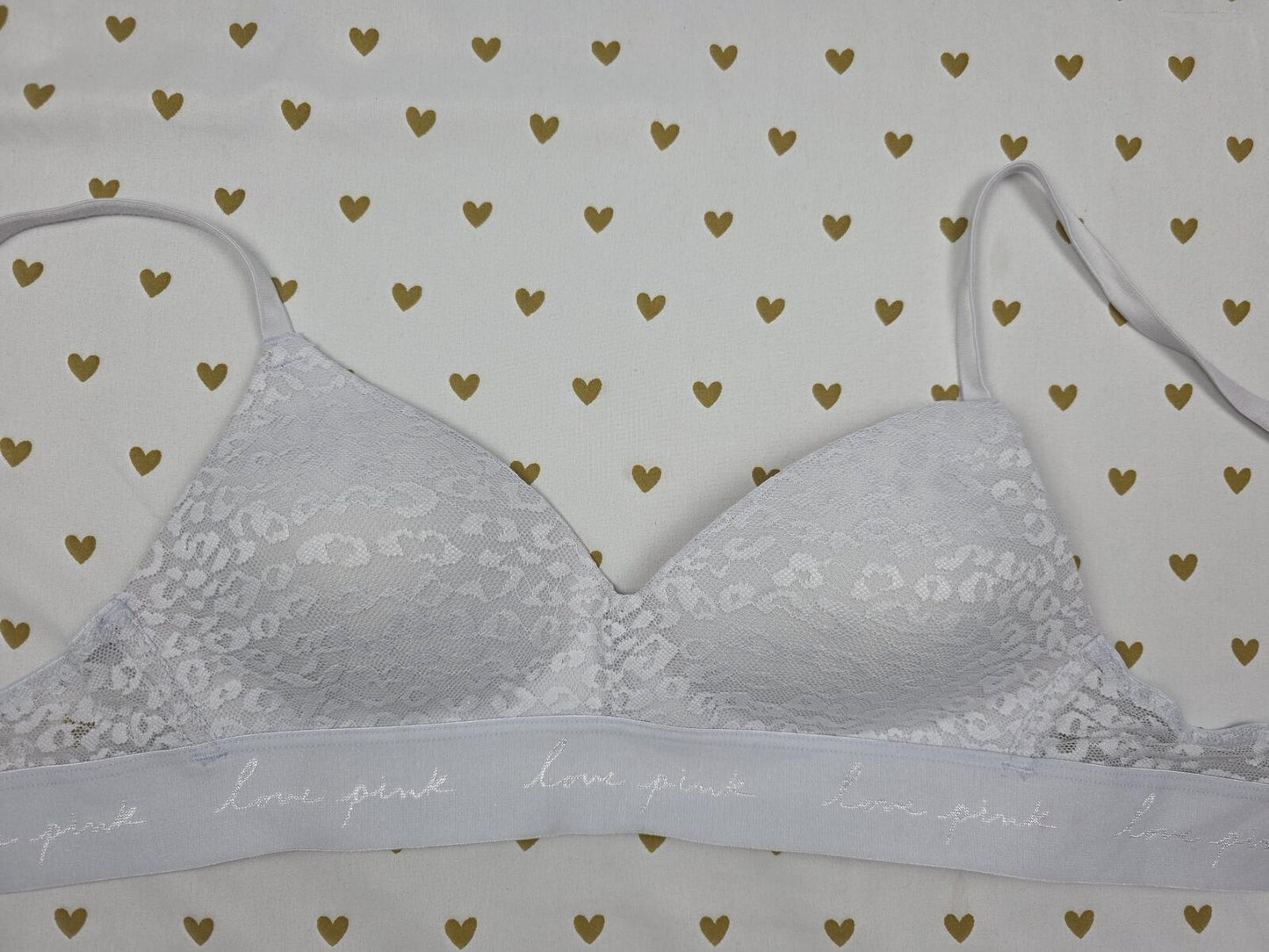 Victorias Secret PINK Leopard Logo Bra Wireless Lightly Lined 32B