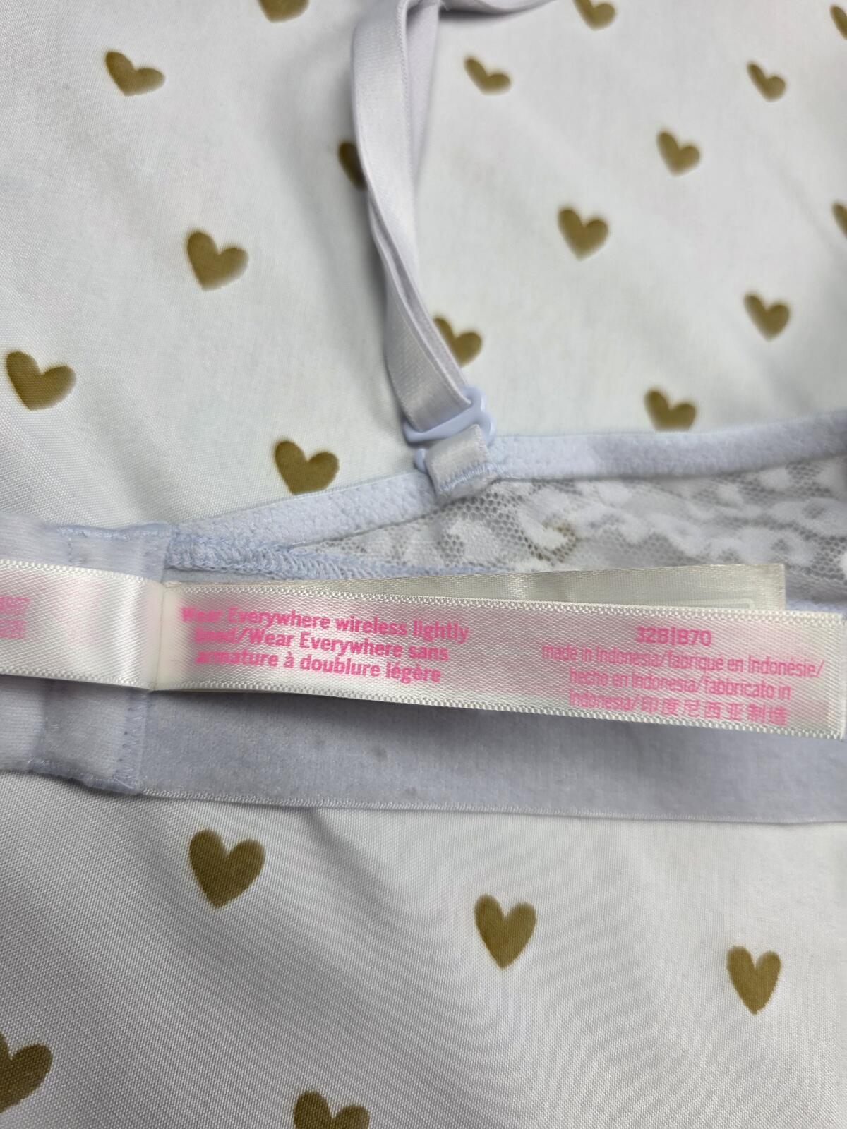 Victorias Secret PINK Leopard Logo Bra Wireless Lightly Lined 32B