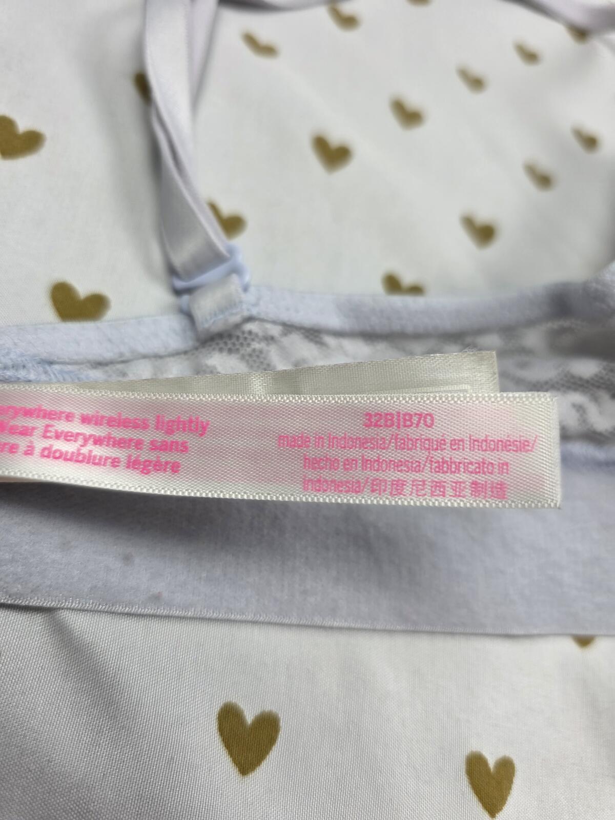 Victorias Secret PINK Leopard Logo Bra Wireless Lightly Lined 32B