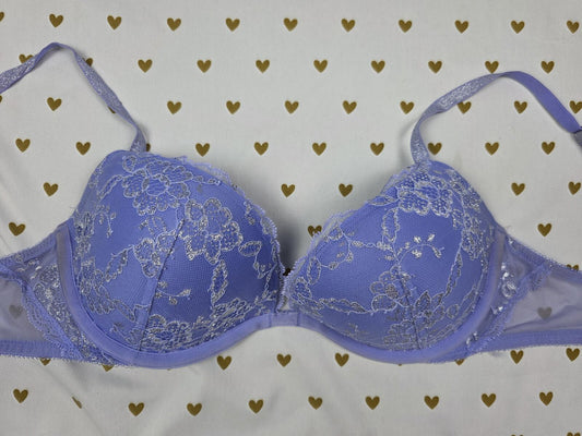 Victorias Secret DREAM ANGELS Purple Lace PADDED DEMI BALCONETTE BRA 32D