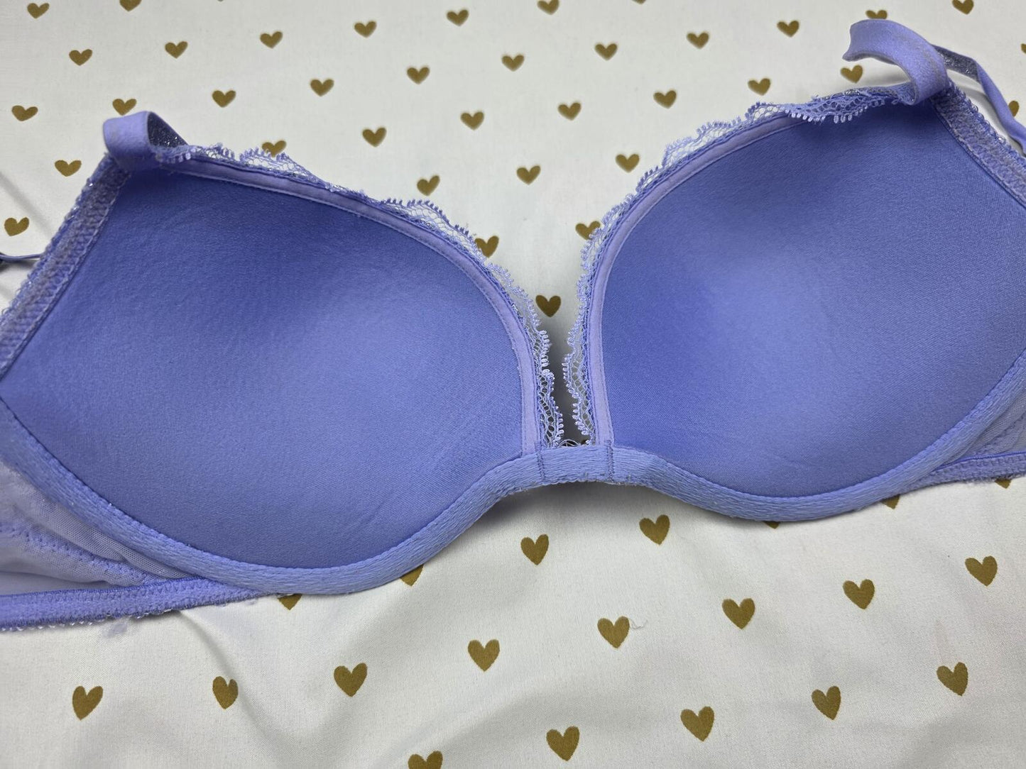 Victorias Secret DREAM ANGELS Purple Lace PADDED DEMI BALCONETTE BRA 32D