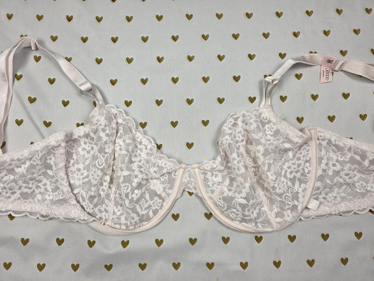 Victorias Secret NEW Unlined Demi Balconette White Lace Bra 36DDD