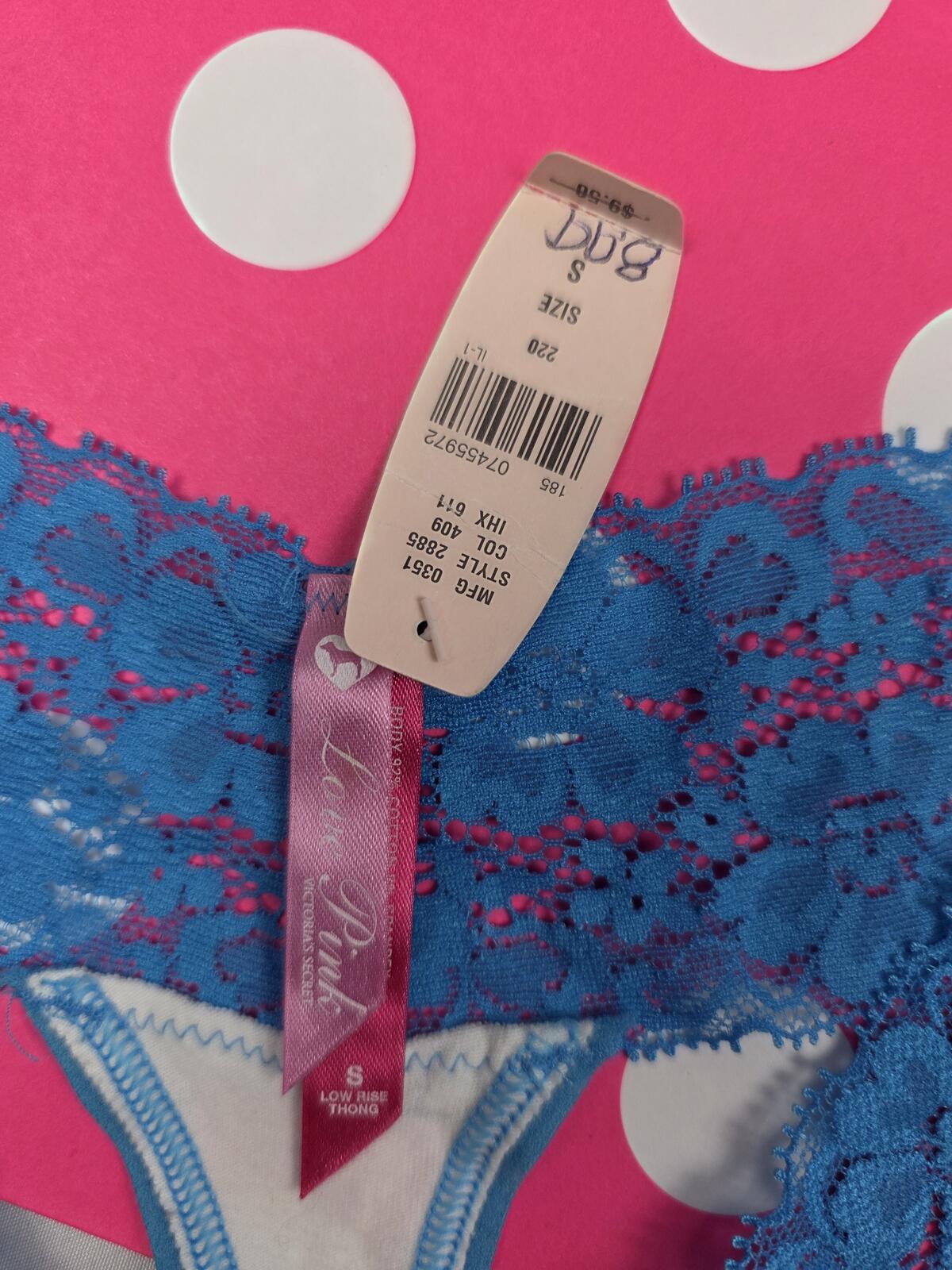 Victorias Secret PINK NEW Vintage NWT Low Rise Thong Panties Lacey Small