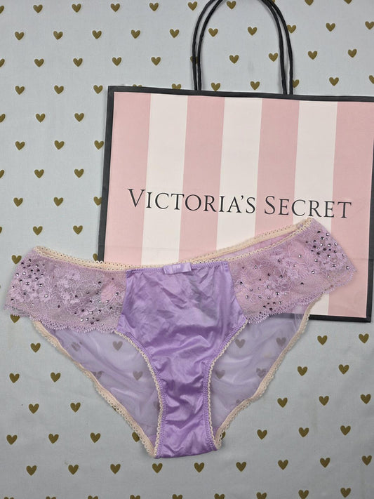 SEXY LITTLE THINGS BLING Studded Cheeky NEW NWT Panties Purple Lace Satin MEDIUM