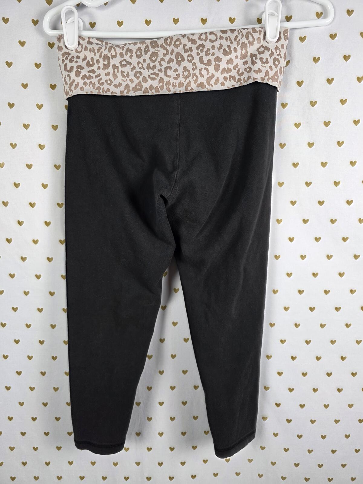 Victorias Secret PINK CHEETAH LEOPARD Capri FOLDOVER Yoga Pants Vintage XS