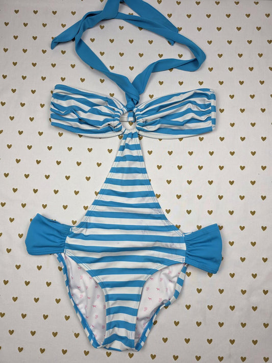 Very RARE VINTAGE 06 Victoria's Secret PINK Monokini Cutout One Piece Stripes M
