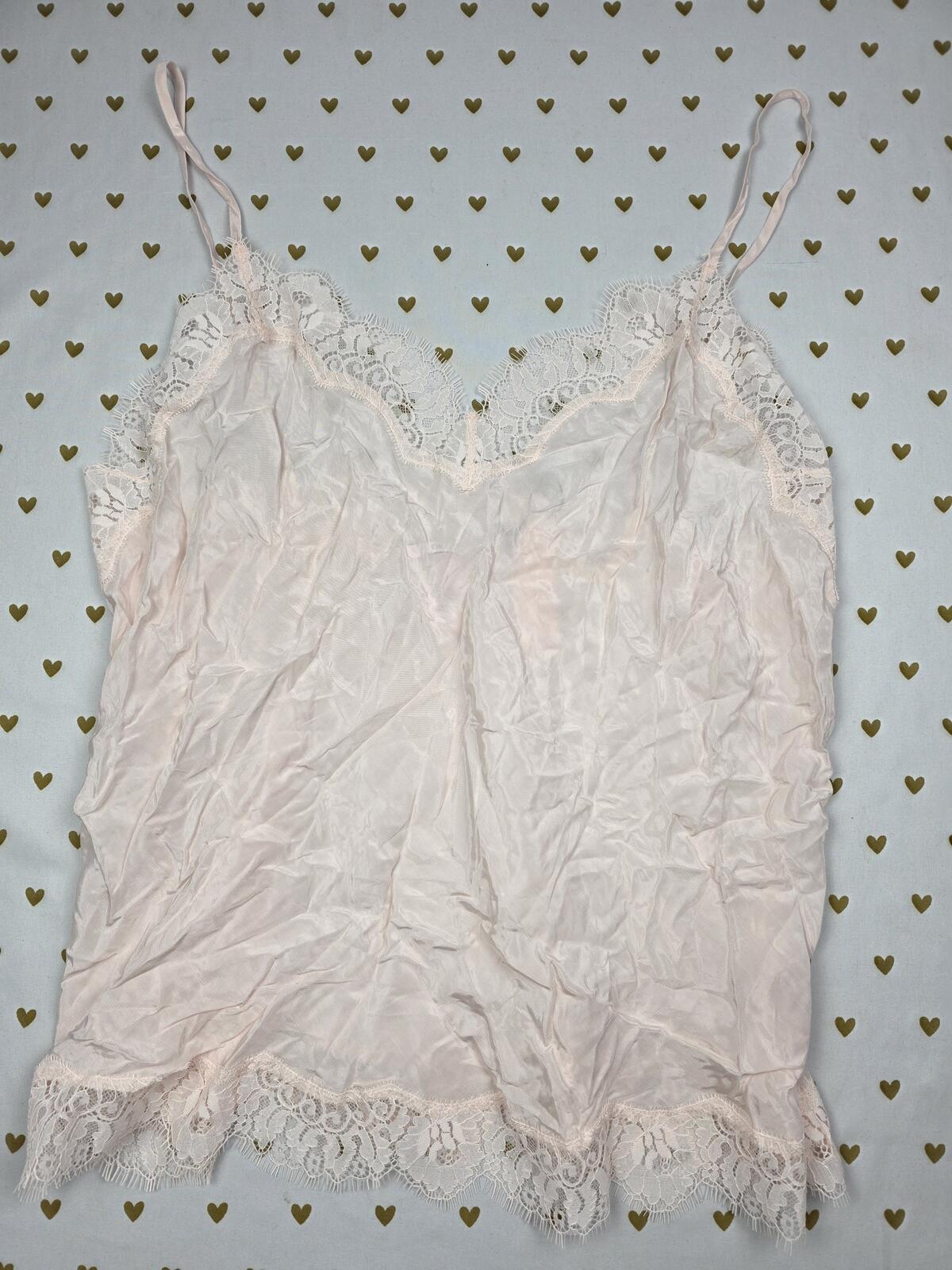 Victorias Secret PINK Satin Lace Lined NEW NWT Tank Top Blush LARGE