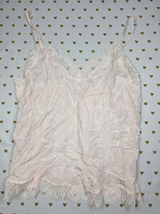 Victorias Secret PINK Satin Lace Lined NEW NWT Tank Top Blush LARGE