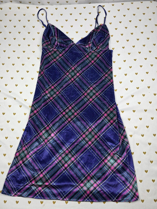 Victorias Secret NEW Nwt Plaid Velved Nightie Slip Dress Strappy XS