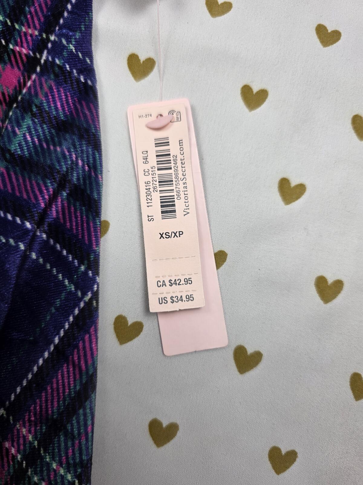 Victorias Secret NEW Nwt Plaid Velved Nightie Slip Dress Strappy XS