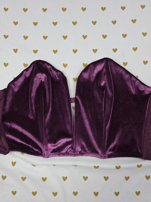 Victorias Secret Velvet Strapless Push Up bralette Purple Dream Angels SMALL