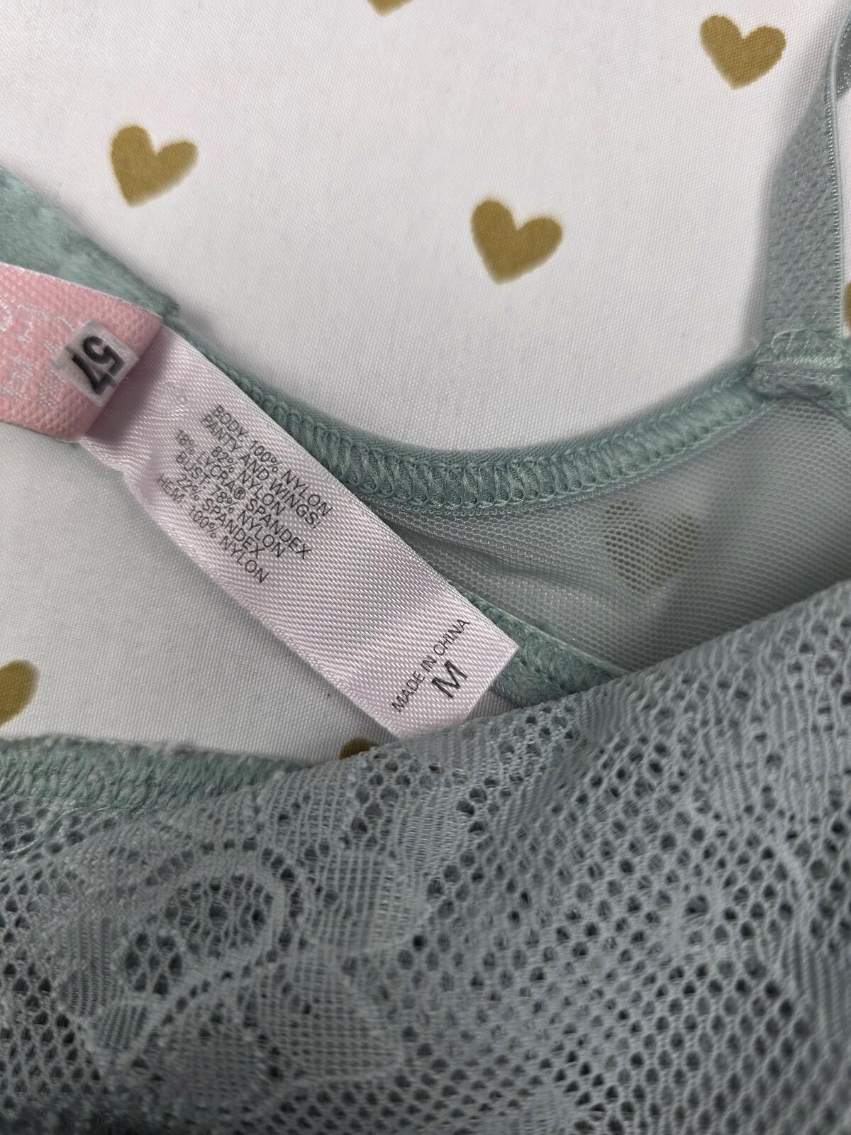 Victorias Secret Vintage Sage Green Sheer Nightie Babydoll Mesh Lingerie Medium
