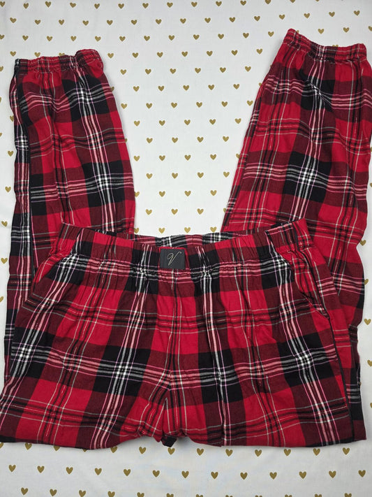 Victorias Secret Plaid Red Tapered Sleep Pants Pajama Bottoms PJ Pockets MEDIUM
