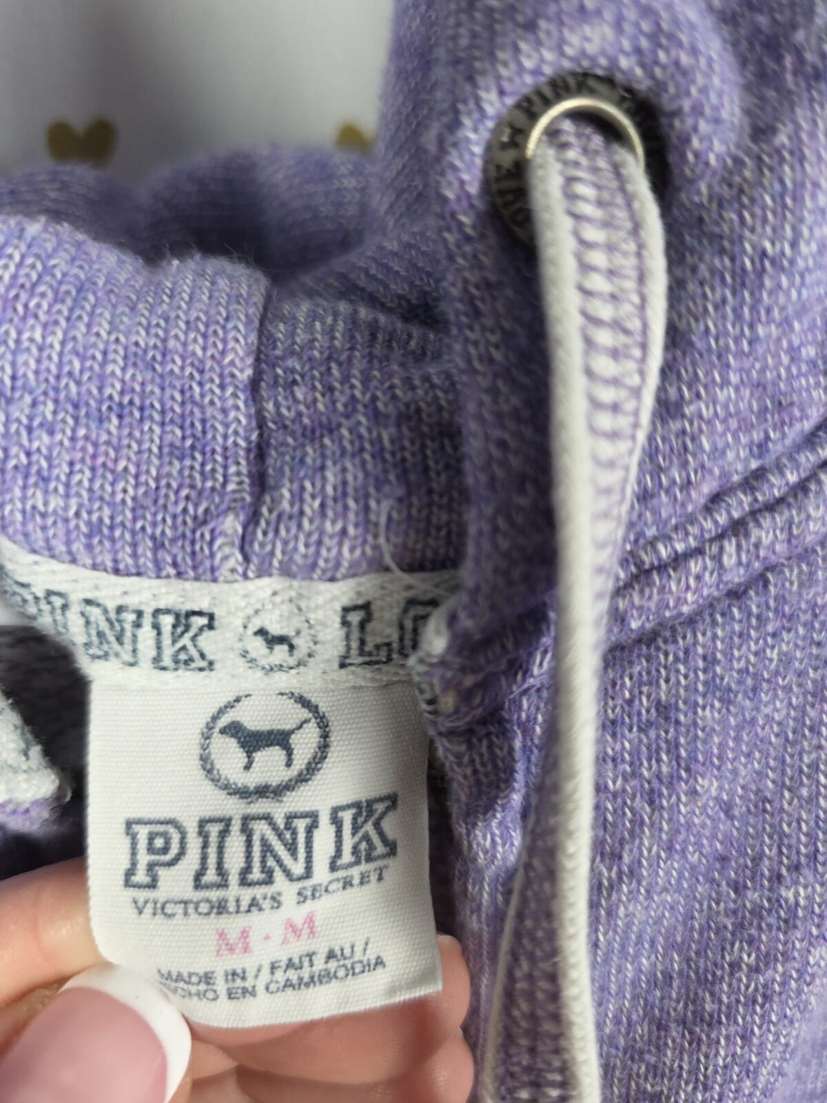 Victorias Secret Pink Vintage Purple Sweats Hoodie Jacket 86 LOVE Set MEDIUM SM