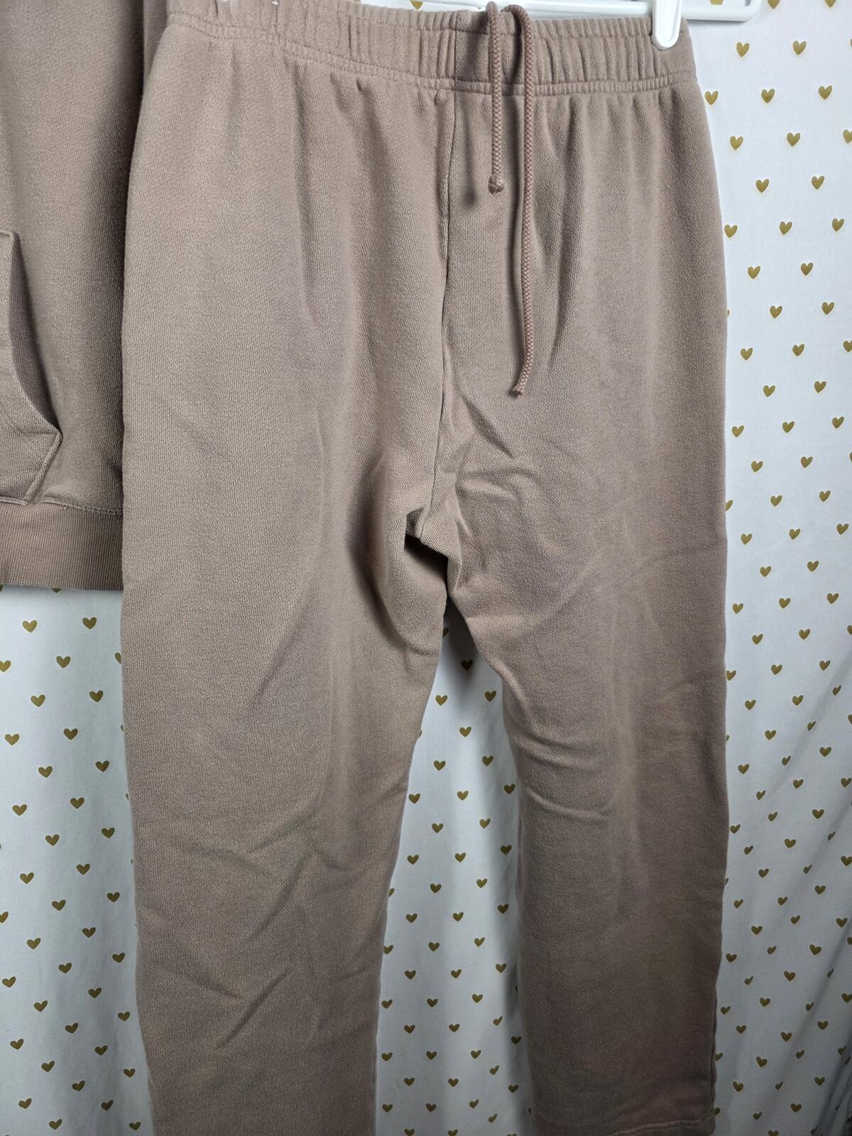 Victorias Secret Pink Brown Hoodie Sweater and Sweats SET 2pc Outfit SMALL MED