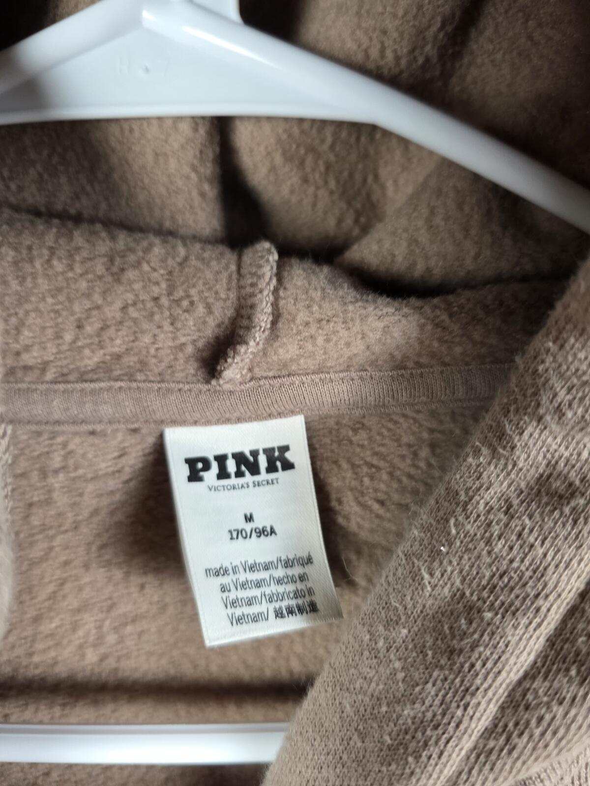 Victorias Secret Pink Brown Hoodie Sweater and Sweats SET 2pc Outfit SMALL MED