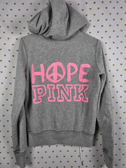 Victorias Secret Pink PEACE Hope Pink Full Zip Hoodie Jacket Y2k Medium