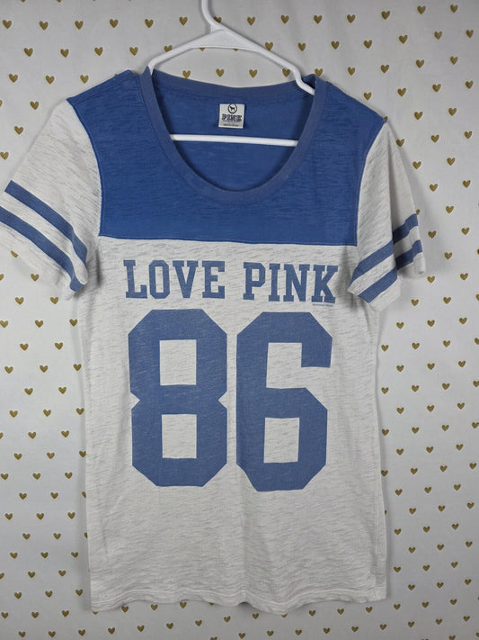 Victorias Secret PINK LOVE Semi Sheer VINTAGE Y2k 86 Colorblock Tee Shirt LARGE