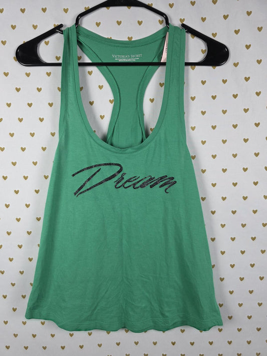 Victorias Secret NEW NWT Green DREAM BLING GLITTER Tank Top Muscle Tee SMALL