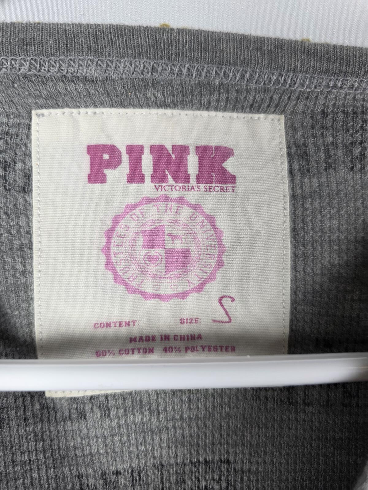 Victorias Secret PINK Vintage Y2k Thermal Tee Shirt SMALL Logo LOVE PARTIES