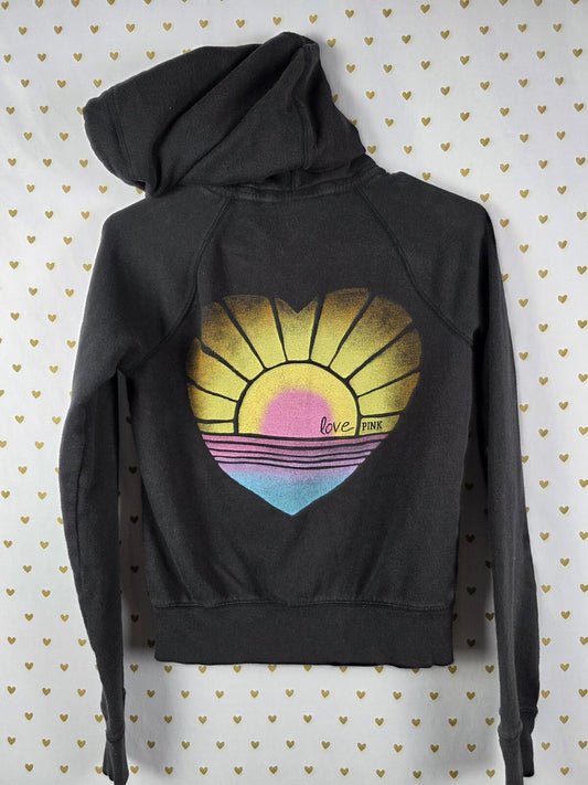 Victorias Secret Pink FULL ZIP Heart Sunshine Logo Vintage y2k XS
