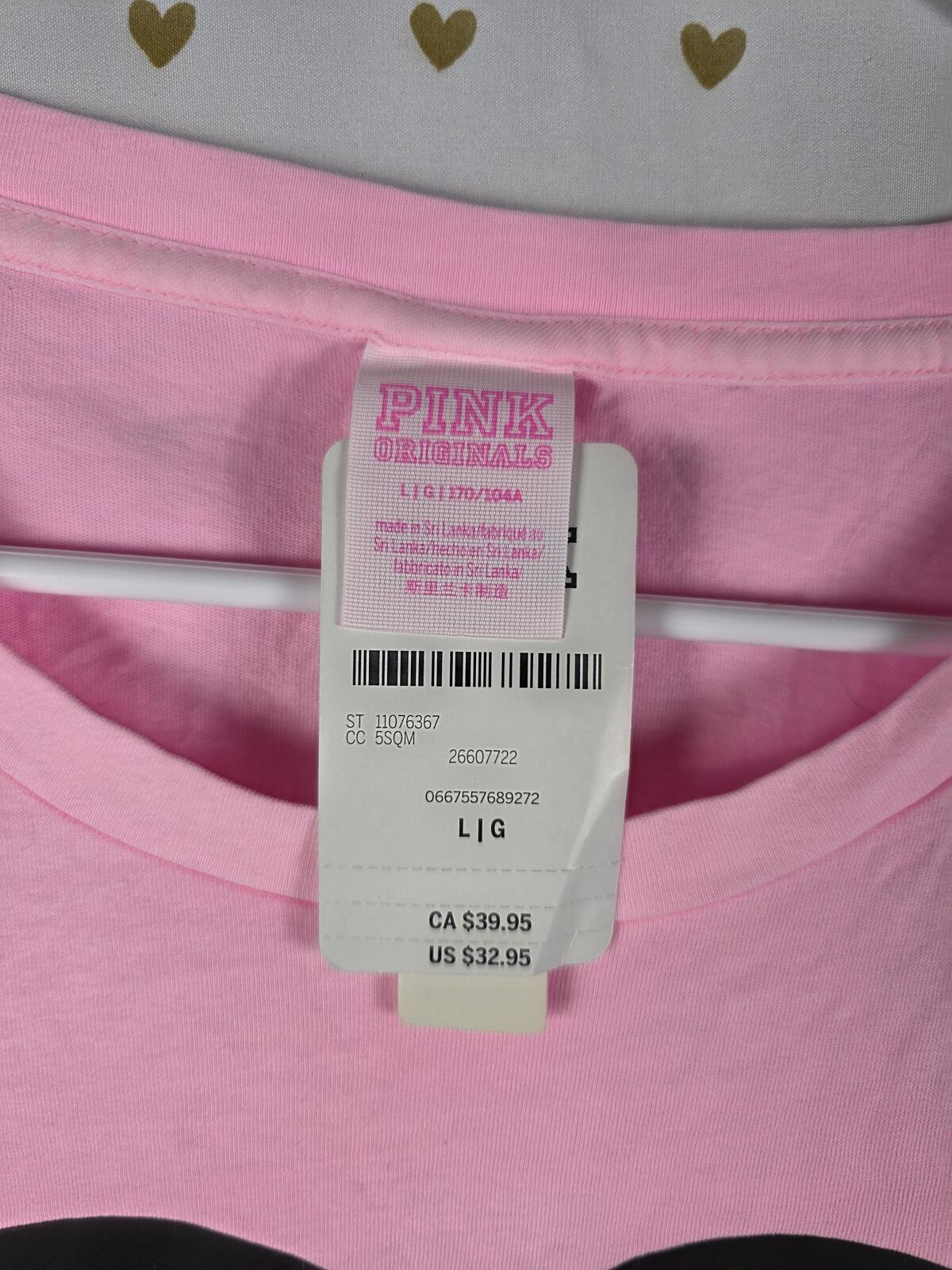 Victorias Secret PINK LOVE Large CAMPUS ORIGINALS New NWT Heart Tee Shirt