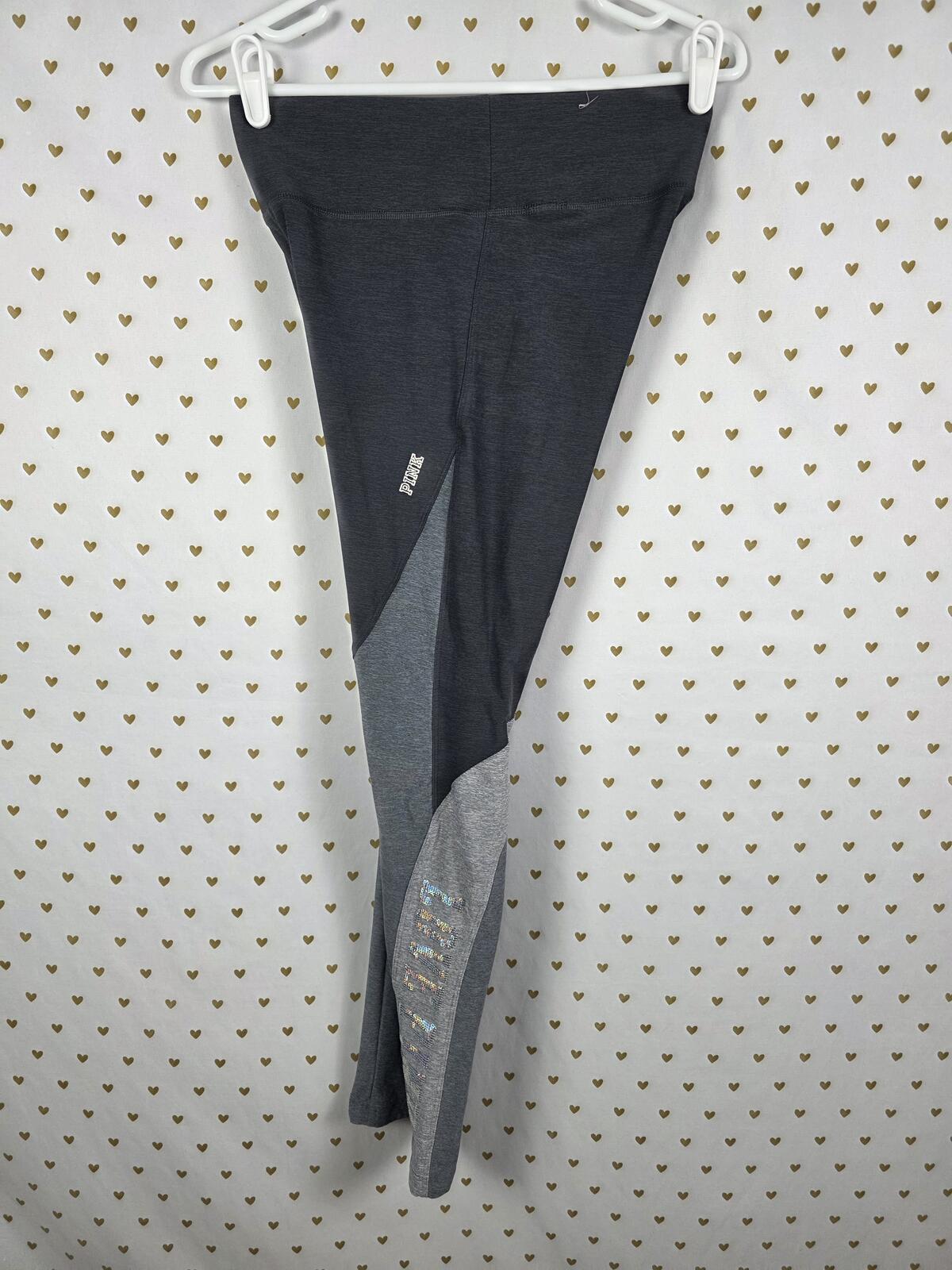 Victorias Secret PINK BLING Yoga Pants Logo Sequined Leggings SMALL