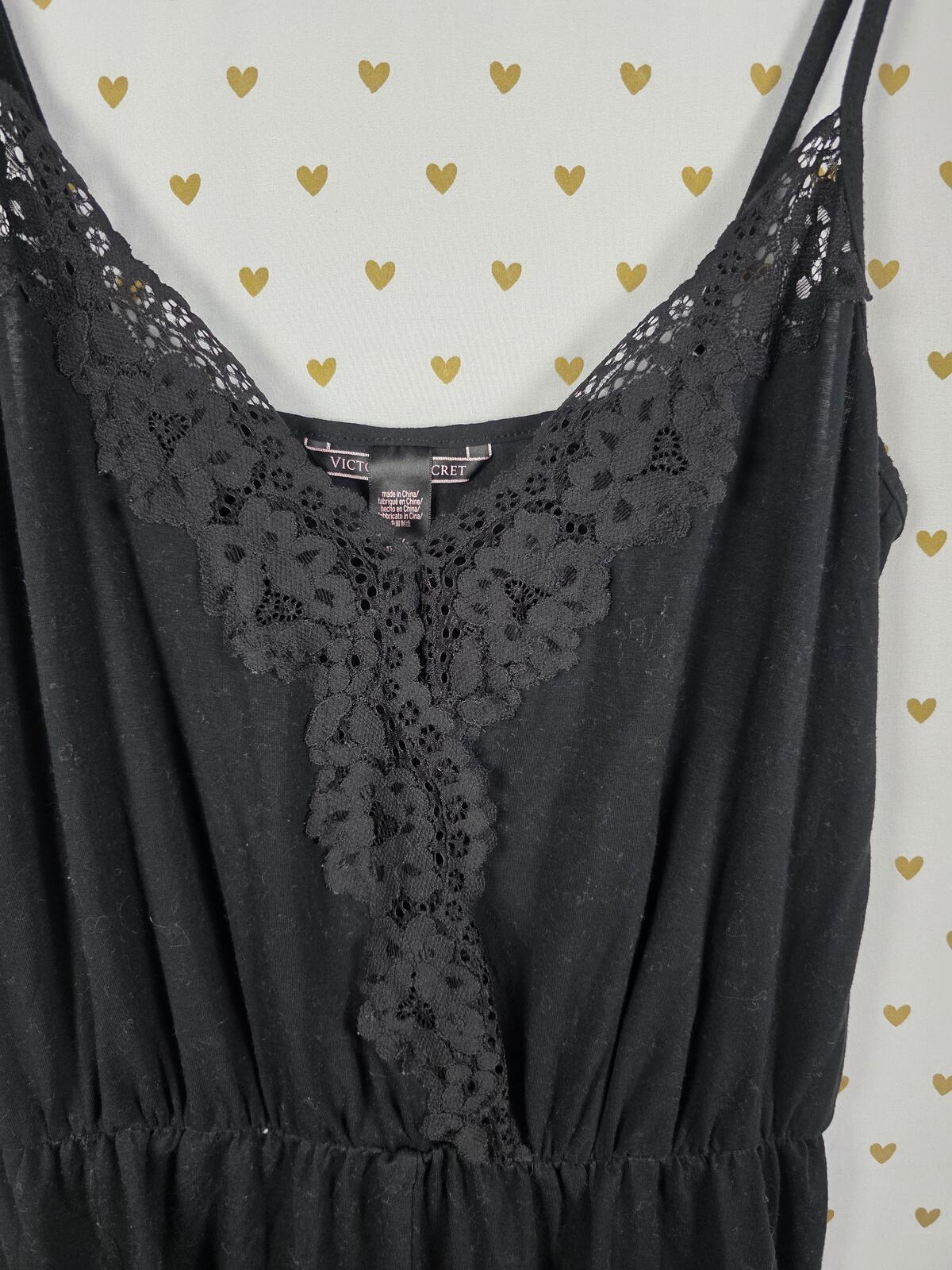 Victorias Secret Super Soft Black Sleep Romper Tank Top Shorts Outfit MEDIUM