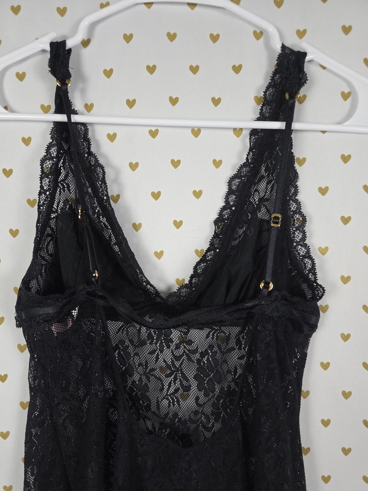 Victorias Secret Black Sexy Sheer Stretchy Lace Nightie Very Sexy MEDIUM