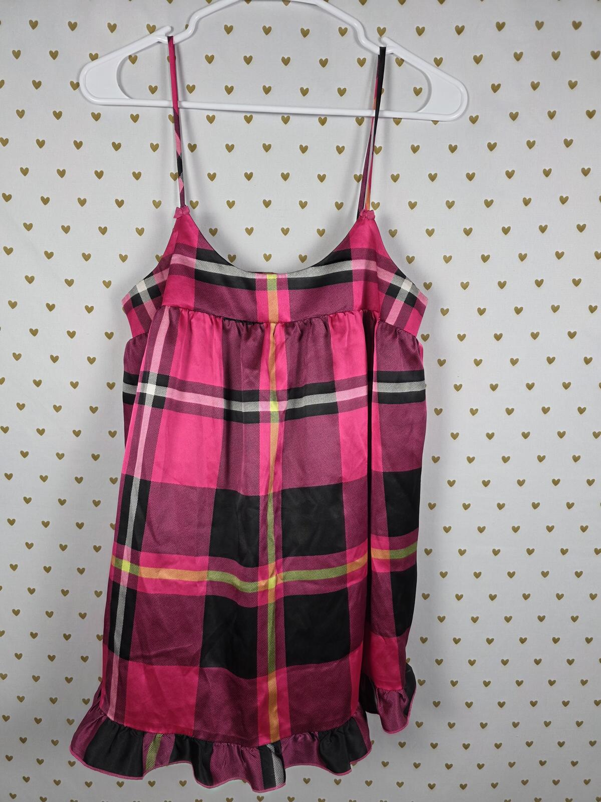 Victorias Secret Vintage Plaid Satin Ruffled Babydoll 90's Y2k Nightie Medium