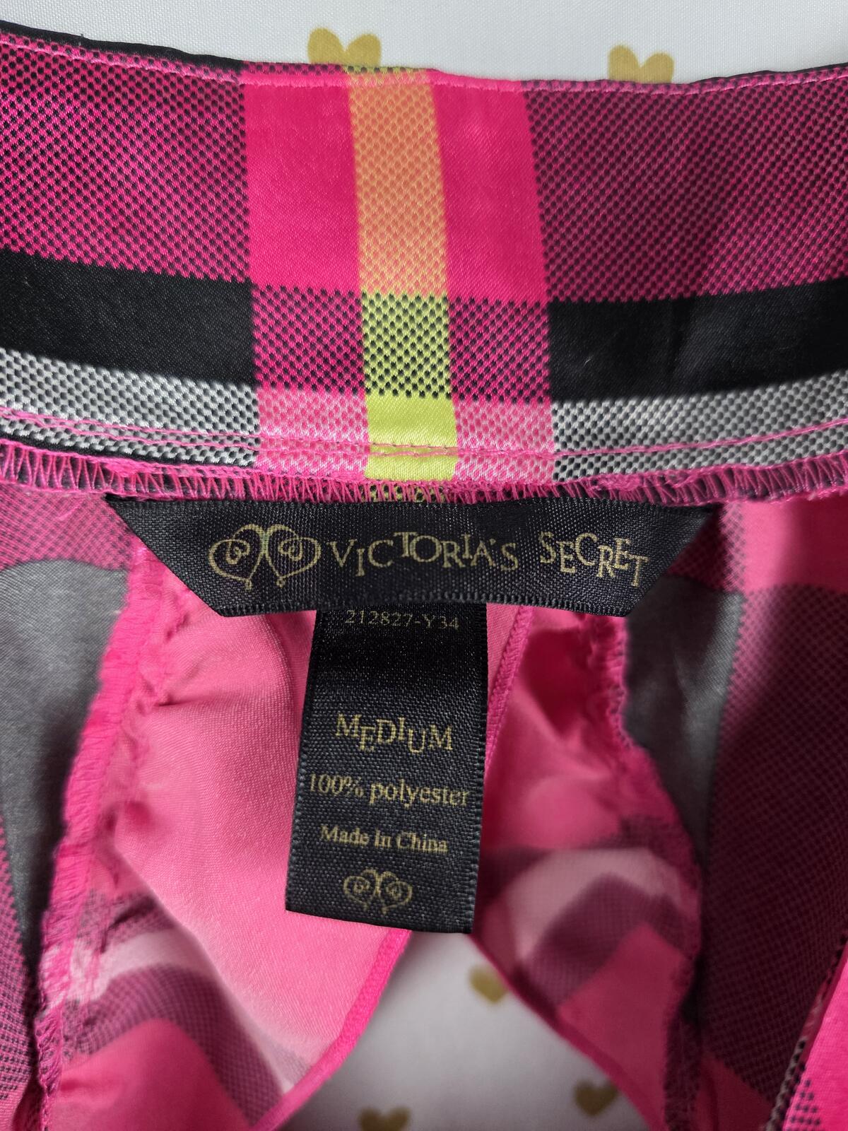 Victorias Secret Vintage Plaid Satin Ruffled Babydoll 90's Y2k Nightie Medium
