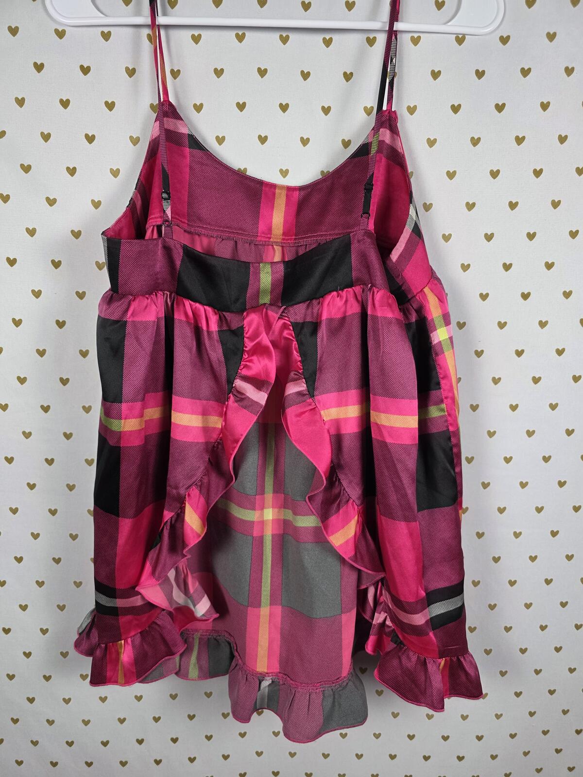 Victorias Secret Vintage Plaid Satin Ruffled Babydoll 90's Y2k Nightie Medium