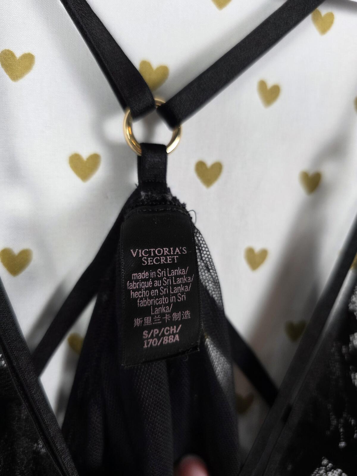 Victorias Secret Strappy Black Caged Babydoll Nightie Lingerie Caged SMALL