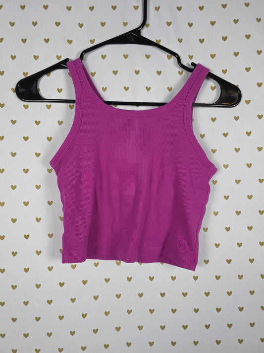 Victorias Secret PINK Striped Textured shelf Bra Tank Top Purple SMALL