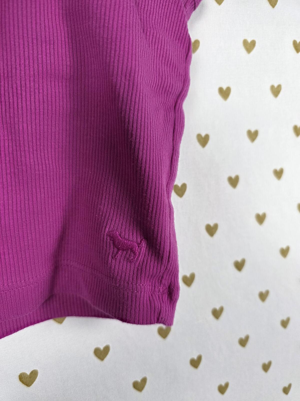 Victorias Secret PINK Striped Textured shelf Bra Tank Top Purple SMALL