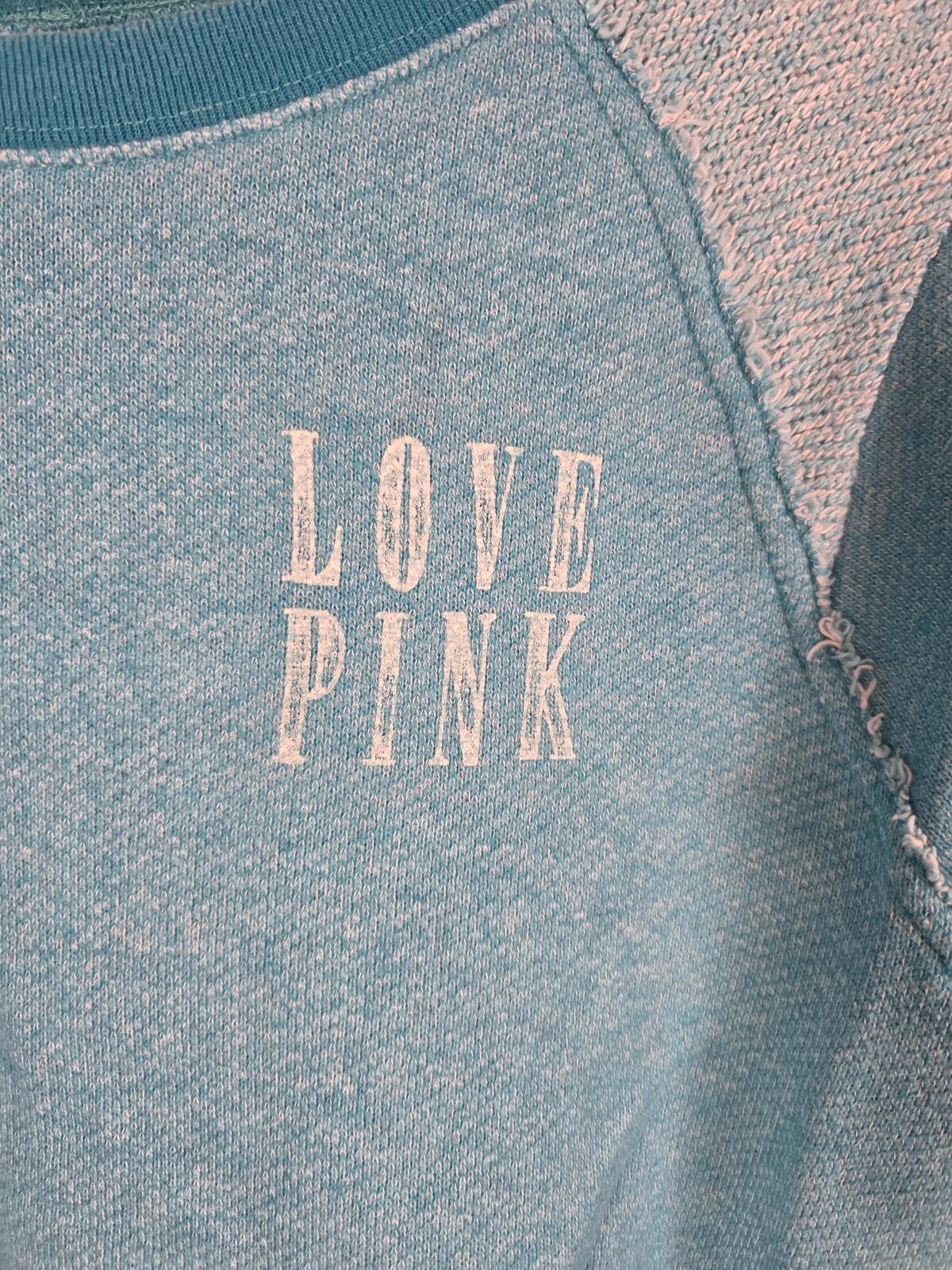 Victorias Secret Pink Vintage LOVE Sweater Shirt Blue XS