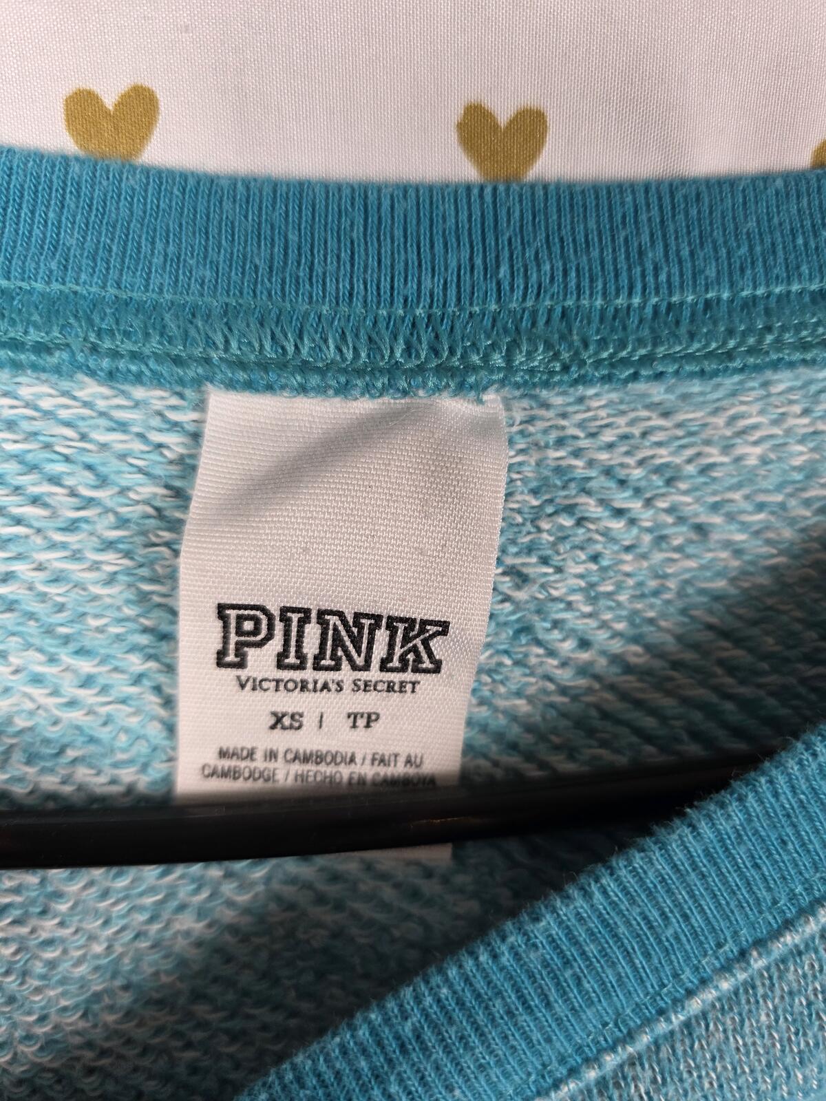 Victorias Secret Pink Vintage LOVE Sweater Shirt Blue XS